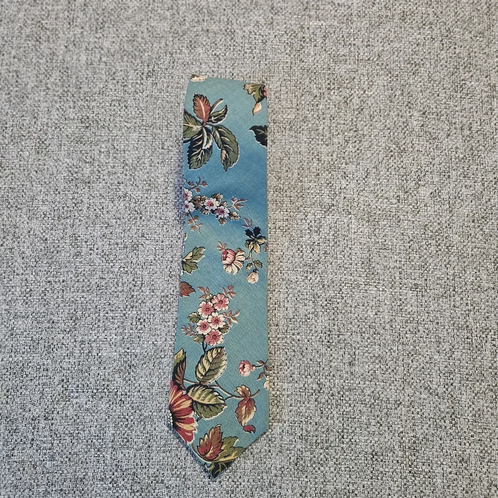 STEVE SCHEINER Vintage MADE IN U.S.A. Multicolor Floral Cotton Tie Grandpa Core